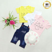 Little Honey ชุดเด็ก พร้อมส่ง (1-5 ขวบ) เสื้อผ้าเด็ก แขนสั้น+เอี๊ยมยีนส์ ผ้ายืดนุ่มใส่สบาย ลายหมีน่ารัก ชุดเด็กผู้หญิง