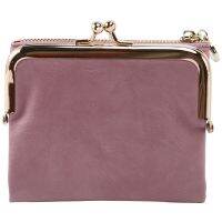 Womens Short Wallet Bifold Retro Multifunction Coin Purse with Zip and Kiss Lock