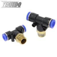 ●❀☄ PB Air Connector Fitting T Shape Tee 4mm to 12mm Hose Pipe to 1/8 1/4 M5 3/8 1/2 BSP Male Thread Pneumatic Coupler