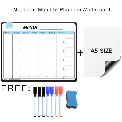 Magnetic Weekly Monthly Planner Calendar Soft White Board Dry Erase Pen Magnet Fridge Stickers Memo Message Drawing Wall Board