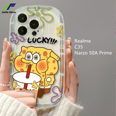 เคสโทรศัพท์การ์ตูน SpongeBob JieFie สำหรับ Realme C35 / Narzo 50A Prime น่ารัก Pie Star Drink ชานมสบู่กันกระแทกเคสโทรศัพท์
