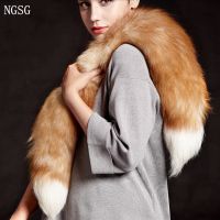 Real fox fur scarf tassel adjustment buckle women men winter warm thicken luxury solid genuine fox tail collar scraves female