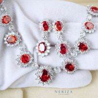 Neriza jewelry/ชุดเครื่องประดับเพชรสังเคราะห์เกรดเพรีเมี่ยมประกายไฟเทียบเท่าเพชรแท้ จัดส่งฟรีพร้อมกล่อง NZC040