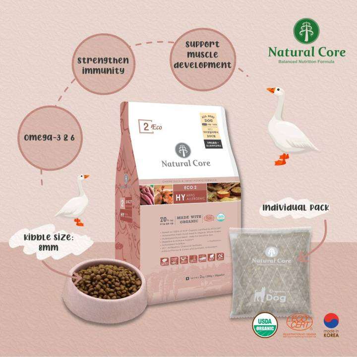 petclub-natural-core-eco2-organic-duck-อาหารเม็ดสุนัขสูตรเป็ด-ออร์แกนิค