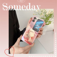 เคสแบบฝาพับสำหรับ OPPO ค้นหาเคสโทรศัพท์ลาย3D สเตอริโอ N2แบบใหม่ทาสีฟ้าเคสป้องกันซิลิโคนรูปกระต่ายสุดน่ารักแฟชั่นกันตก