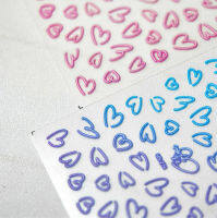 Love Heart สีชมพูสีฟ้าเรืองแสงเส้นเล็บสติกเกอร์ออกแบบตกแต่งเล็บกดบน Decals DIY Art Manicure อุปกรณ์เสริม