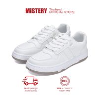 ♠❒ MISTERY รองเท้าผ้าใบหนัง รุ่น SCAL สีขาว（ MIS-556）