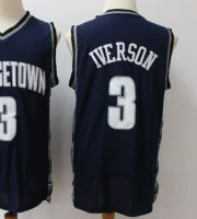 จอร์จทาวน์ Hoyas วิทยาลัยย์ย้อนยุคอัลเลน Iverson 3เสื้อบาสเกตบอลมิตเชลล์ Ness ผู้ชายสีดำสีฟ้าสีขาวสีแดงสีเทาวินเทจเสื้อเย็บ