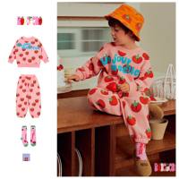 「สินค้าลิขสิทธิ์แท้」IRIS KIDS IKT081401 Strawberry daily hoodie set ชุดเช็ท เสื้อผ้าเด็กผู้หญิง