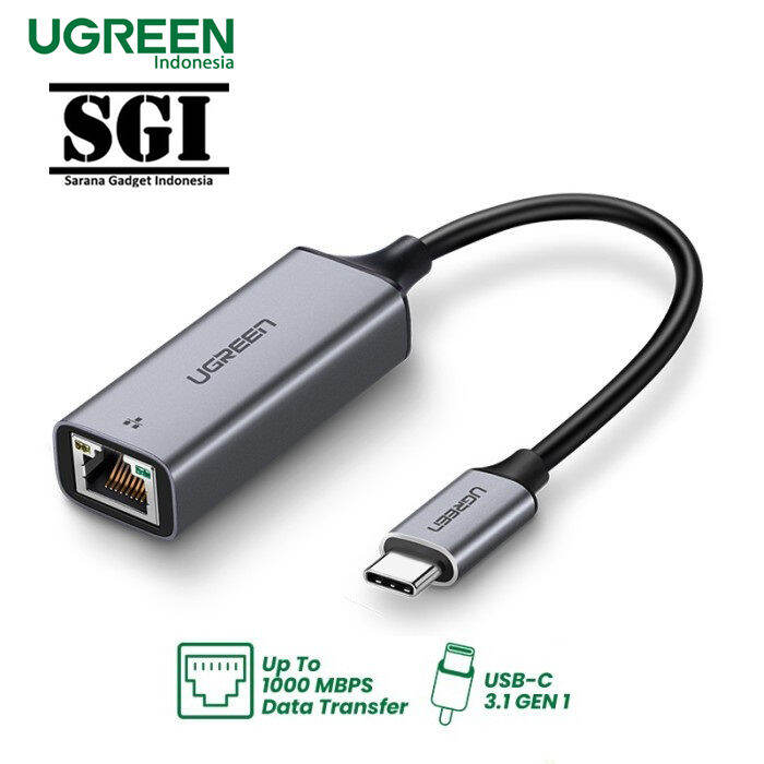UGREEN ORIGINAL Adapter USB Type C to RJ45 LAN up to 1000 Mbps Adaptor Tipe C Kabel