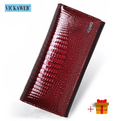 Free Gift Genuine Leather Womens Wallets Long Ladies Double Zipper Wallet Clutch Money Bag Design Purse Fashion Purses VK-AE501