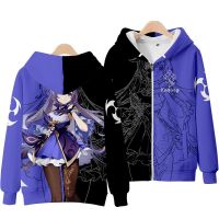 New Anime Genshin Impact Keqing/Dliue/Razor Zipper Hoodie Japanese Fashion Mens Women Loose 3D Prin