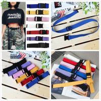 [QIPIN] 1pcs Womens Casual Canvas Waist Belts with Plastic Buckle Simple Long Belt 7colors