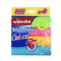 VILEDA ผ้าไมโครไฟเบอร์เก็บฝุ่น VILEDA 19x22cm แพ็ค4 หลากสี MICROFIBER CLEANING CLOTH VILEDA COLORS 19x22cm 4 PCS MULTICOLOR ผ้าเช็ดอเนกประสงค์ อุปกรณ์ทำความสะอาด ของใช้ภายในบ้าน