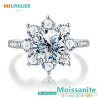 MILIYALIER VVS1 1/2CT Moissanite Wedding Sunflower Ring For Women Promise Engagement S925 Sterling Silver GRA Certified Jewelry