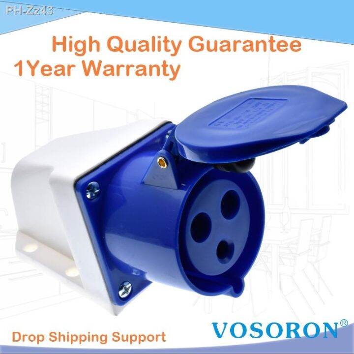 ☃ 32 Amp 3pin Industrial Socket 220V250Volt Weatherproof IP44