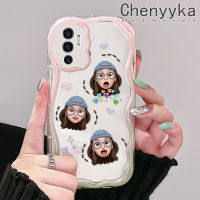 เคส Chenyyka สำหรับ VIVO V23E 4G V23E 5G V23 Pro V23i 5G S12 5G Y75ลาย TikTok เด็กสาวอีโมติคอนที่มีสีสันลายคลื่นเนื้อครีมขอบนุ่มเคสโทรศัพท์โปร่งใสป้องกันซิลิโคนใส