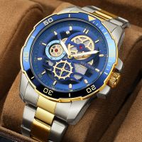 Dr Tong BESTWIN men imitation machinery business watch hollow out steel belt leisure fashion wrist watch --Mens Watch238812♘❡◑