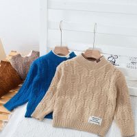 Kids Boy Girl Sweater O-Neck Plaid Pullover Baby Winter Tops Solid Color Sweaters Autumn Boy Girl Warm Sweater Pull 2023 New