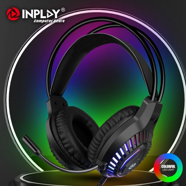 ♟INPLAY H20 Gaming Headset RGB Light Noise Cancellation Wired Headphone ...