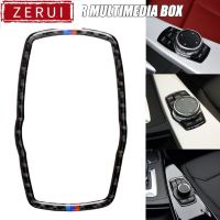 ZR กรอบรถคาร์บอนไฟเบอร์สำหรับ BMW Media Button ฝาปิดสติกเกอร์สำหรับ F10 F20 F30 F34 F07 F25 F15 F16 F26