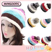 MAXG Elastic Skull Beanie Ski Thick Cap Baggy Women Knit Hat Stripe