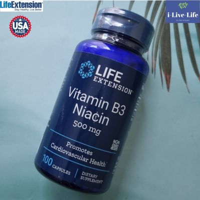 วิตามินบี 3 ไนอะซิน Vitamin B3 Niacin 500 mg 100 Capsules - Life Extension B-3