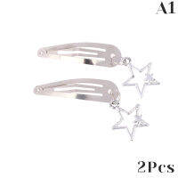 zhangdunguo 2Pcs Sweet Cool Hottie Personality Metal Pendant BB Clip Good girl hair clip bangs clip