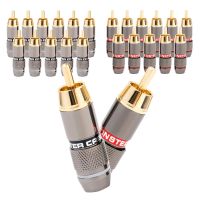 【YF】 Musical Sound 2/8/24PCS RCA Connector Plug HiFi 24K Gold Plated Jack Adapter for 8mm Audio And Video Speaker Cable