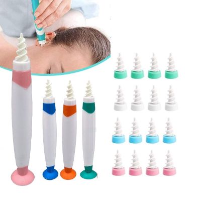 ♀ Ear Wax Removal Tool Soft Silicone Spiral Ear Cleaning 16 Replacement Heads Removal Ears Cleaner Plugs Spirals Care