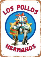 ป้ายโลหะโปสเตอร์ภาพยนตร์ย้อนยุค Los Pollos Hermanos แรงบันดาลใจข้อความตกแต่งศิลปะกำแพงศิลปะ Sign-8x12inch ดีบุก