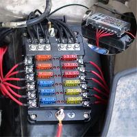 Circuit Standard 12 Way Blade Fuse Box Bus Bar Car Kit With Cover Marine FuseBox Holder 12V24V Auto Car Boat Marine Trike