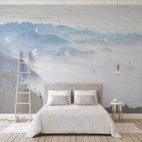 △ Decorative wallpaper series New 3D stereo relief blue landscape bird TV background wall