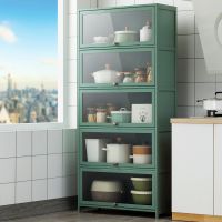 [COD] supplies storage cabinet floor-to-ceiling multi-layer cupboard living room balcony shelf with door bamboo bookcase