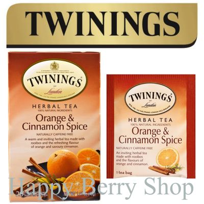 ⭐ Twinings ⭐Orange&amp;Cinnamon Spice🍵 ชาทไวนิงส์ รสส้มและอบเชย Herbal Collection แบบกล่อง 20 ซอง ชาอังกฤษนำเข้าจากต่างประเทศ