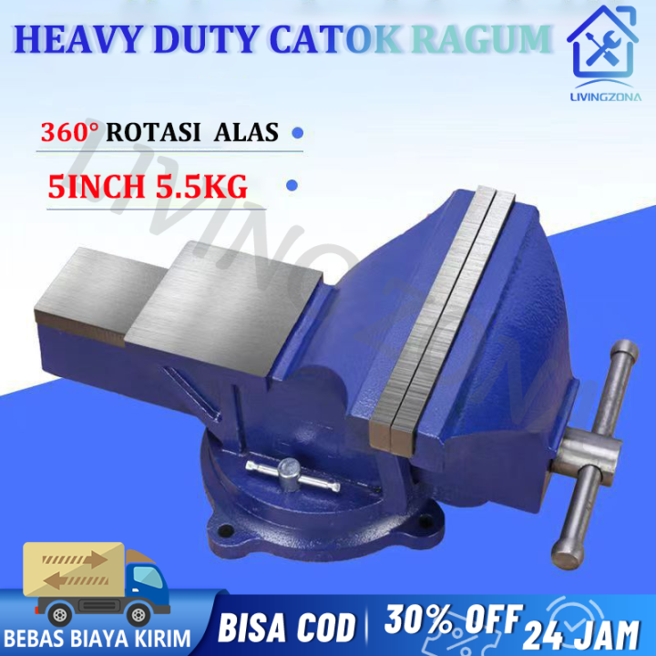Ragum catok 5 inch catok paron Besi duduk 125 mm putaran 360 derajat ...