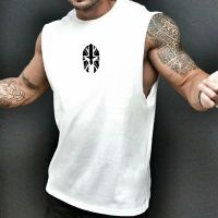 Clothing Mens Bodybuilding Hooded Tank Top Cotton Sleeveless Vest Sweatshirt Fitness Pattern printinWorkout Sportswear Tops Male