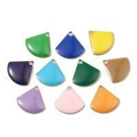 【YF】☃✜♤  Fan-shaped Sided Enamel Charms Enamelled Pendants Gold Color Jewelry Making 13x12mm 10 PCs