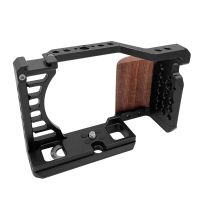 Camera Cage A7C Camera with Wooden Handle Protection Frame Housing Cage Handle with Cold Shoe