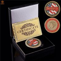 USA Military Challenge Coin 911 Attack Event Honr Courage Commitment US Gold Medal Souvenir Coin Holiday Gift W/Luxury Box
