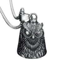 Motorcycle Bell Biker Necklace Key Chain Pendant Jewelry Lucky Bell Stainless Steel 3D Owl Punk Biker Lucky Bell Accessory adorable