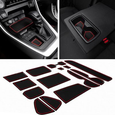 New Car Center Console Anti-Slip Mat Coasters Door Slot Mats Cup Rubber Pads Rug For Toyota RAV4 2019 2020 2021 2022 Accessories