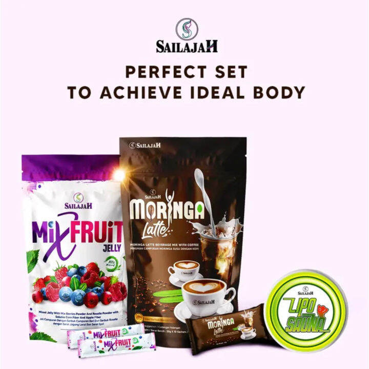 Sailajah Mix Fruit Detox Jelly + Moringa Latte + Lipo Sauna + free gift