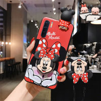 คนรัก Minnie โทรศัพท์สำหรับ OPPO A91 F15 Reno 3 R9s R11 R11s ปลอก Mickey Back Lanyard ผู้ถือนุ่ม TPU