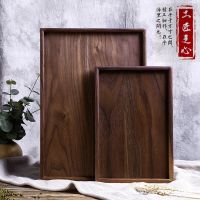 Black Walnut Rectangular Tray Hotel Restaurant Wooden Fruit Tray Cake Breakfast Snack Storage Organization Tea Tray Baking Trays  Pans