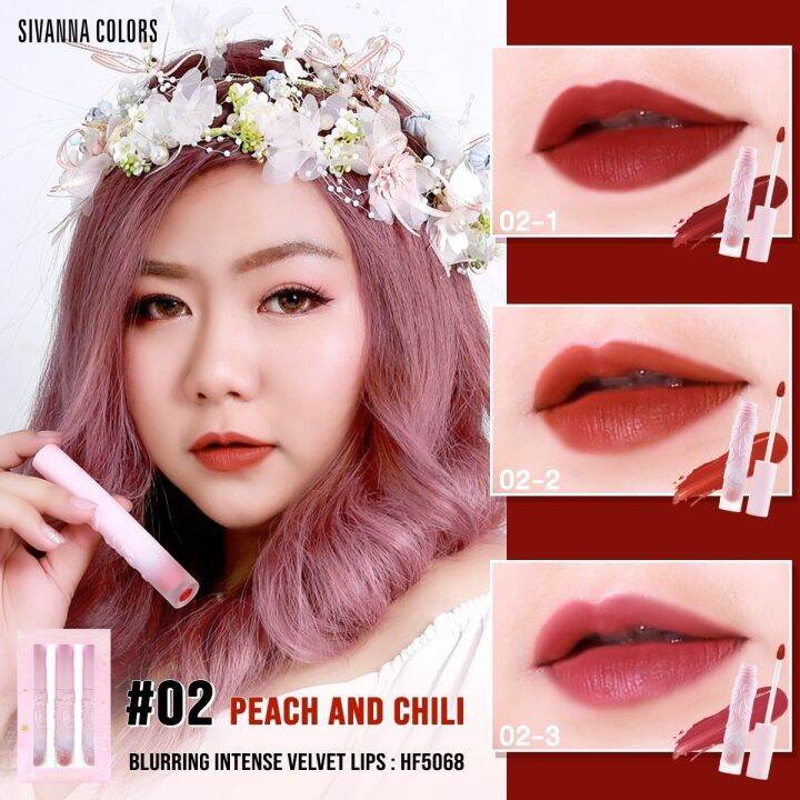 เซ๊ตลิปสติก-เนื้อเวลเวต-1-set-มี-3-แท่ง-ซิวานนา-คัลเลอร์-sivanna-velvet-lips-set-hf5068