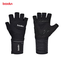 BOODUN Men Women Gym Gloves Half Finger Extended Wrist Belt Bodybuilding Dumbbell Weight Lifting Crossfit Fitness Sport Gloves