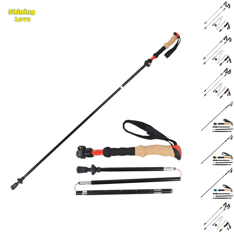 Aluminum Collapsible Ultralight Travel Trekking Hiking Pole for Men and  Women