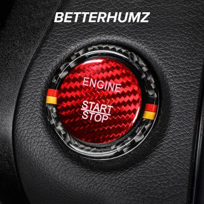 Beterhumz คาร์บอนไฟเบอร์สำหรับ Mercedes Benz W204 W205 C คลาส Start Stop Engine Mobil ตกแต่งสติกเกอร์ตกแต่งปุ่ม