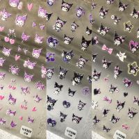 ✈ Sanrio Kuromi Nail Stickers Anime Cartoon Personality Hot Girl Heart Embossed Stickers Cute Manicure Stickers 5d Nail Stickers